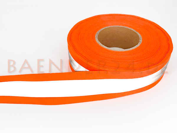 50m Reflektorband 50mm breit - orange - zum Aufnähen.