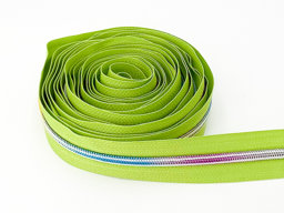 Bild von 5m Reißverschluss, 5mm Schiene, Farbe: Apfelgrün mit bunter Spirale
