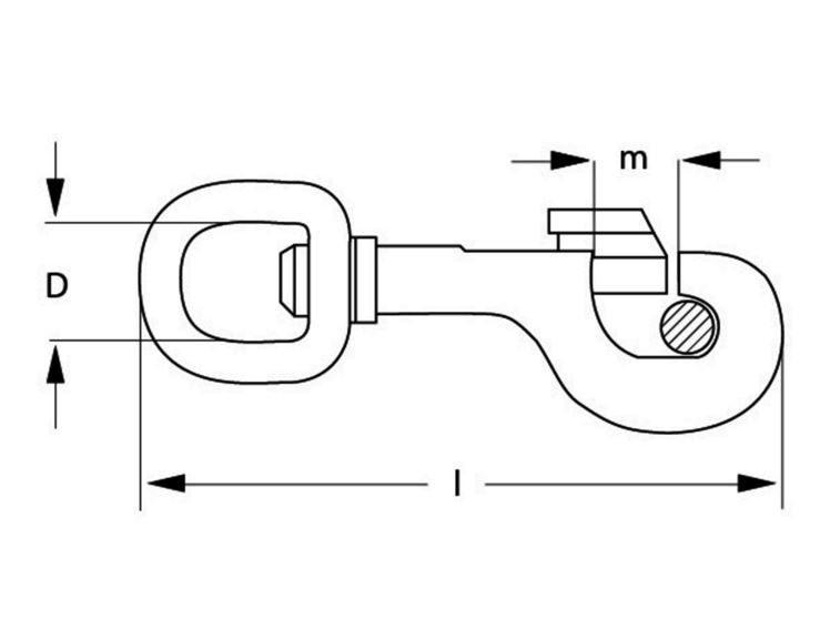 Bild von Bolzenkarabiner 8,2cm lang - Zinkdruckguss - 18mm Rundwirbel - 10 Stück