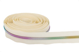 Bild von 5m Reißverschluss, 5mm Schiene, Farbe: Creme mit bunter Spirale