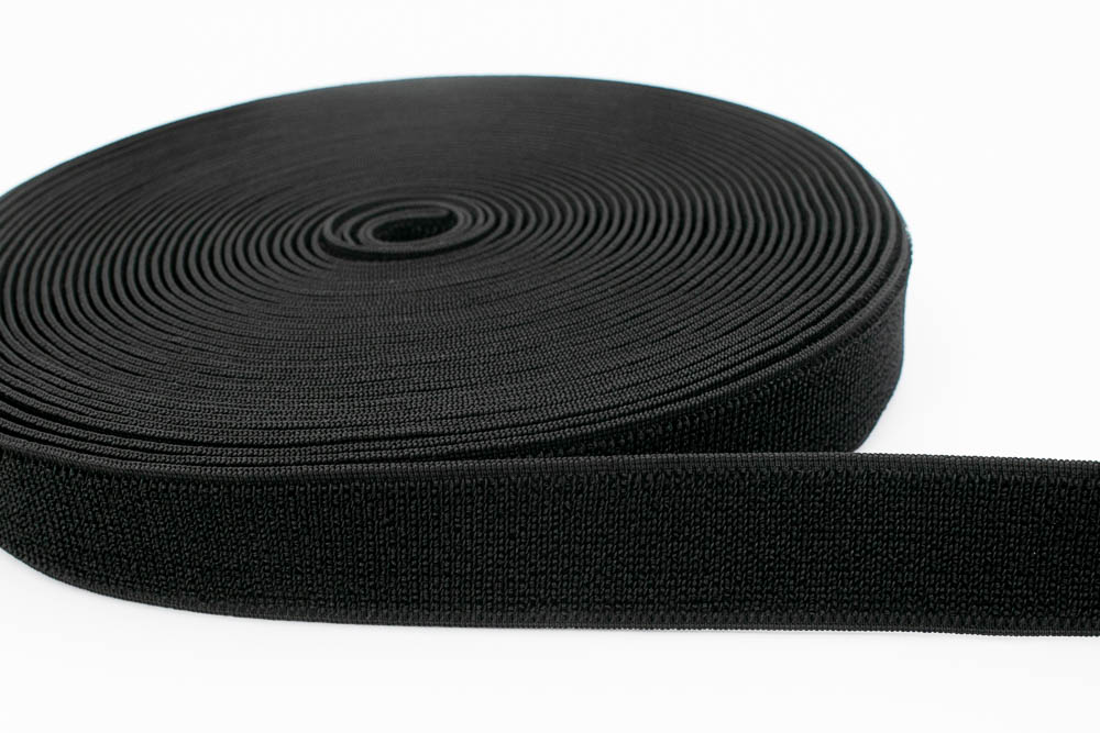 Bild von Elastisches Flauschband - 25mm breit - Schwarz - 18m Rolle