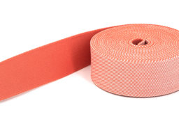 Bild von 50m Gürtelband / Taschenband - Weiß /Lachsfarben schräg gestreift - 40mm breit