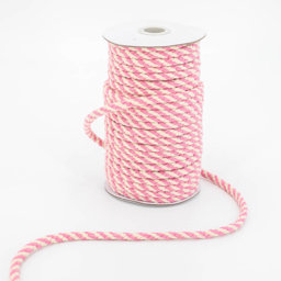 Bild von 25m Baumwollkordel geflochten - 8mm - Farbe: Rosa/Natur