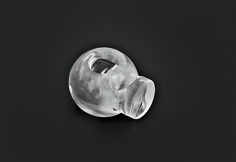 Bild von 15mm Kordelstopper - 4mm Durchlass - Kugelform - transparent - 1 Loch - 10 Stück