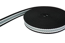 Bild von 10m 3-farbiges PP-Gurtband - 2,4mm dick - schwarz/weiß/grau - 20mm breit
