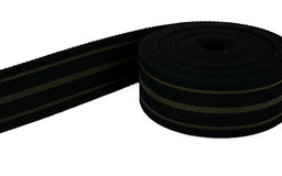 Bild von 5m Gürtelband / Taschenband - Farbe: Schwarz / Khaki gestreift - 40mm breit