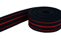 Bild von 5m Gürtelband / Taschenband - Farbe: Dunkelblau / Rot gestreift - 40mm breit