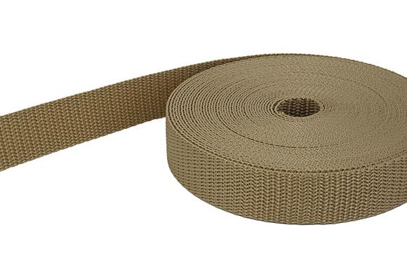 Bild von 50m PP Gurtband - 15mm breit - 1,4mm stark - sandgold (UV)