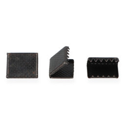 Bild von Metallenden für Flachkordel / Gurtband - 15mm breit - schwarz oxidiert - 10 Stück