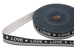 Bild von 1m bedrucktes Band - 25mm breit - LOVE schwarz/weiß
