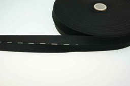 Bild von Knopflochgummiband / Lochgummi - schwarz - 25mm breit - 25m Rolle