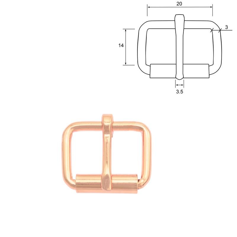 Bild von Rollschnalle aus Stahl - Rosegold - 20mm x 14mm - 10 Stück