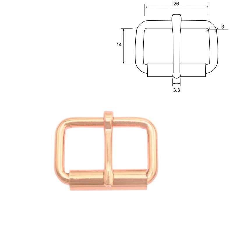 Bild von Rollschnalle aus Stahl - Rosegold - 26mm x 14mm - 10 Stück