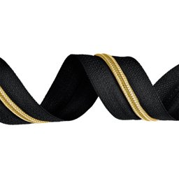 Bild von 5m Reißverschluss, 5mm Schiene, Farbe: schwarz mit hellgoldener Schiene