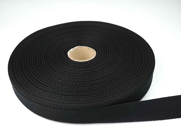 Bild von 50m Rolle Köperband aus Baumwolle - 20mm breit - schwarz