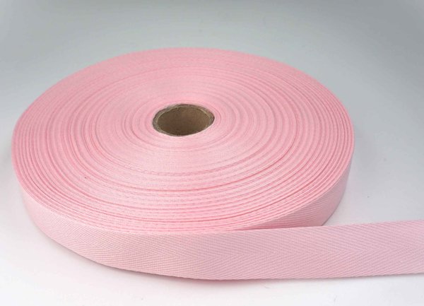 Bild von 50m Rolle Köperband aus Baumwolle - 20mm breit - rosa