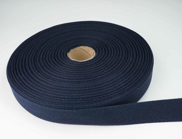 Bild von 50m Rolle Köperband aus Baumwolle - 20mm breit - dunkelblau
