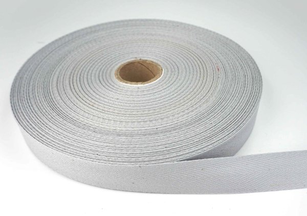 Bild von 50m Rolle Köperband aus Baumwolle - 20mm breit - hellgrau