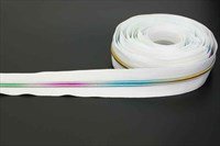 Bild von Reißverschluss, 5mm Schiene, Farbe: Weiß mit bunter Spirale - 100m Bündel