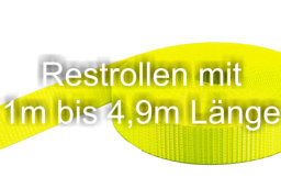 Bild von Restpostenbox 25mm breites Gurtband aus Polyester (PES) 1,4mm stark, 25m - neongelb (UV)
