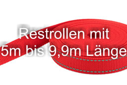 Bild von Restpostenbox 25mm breites PP-Gurtband 1,4mm stark, 25m - rot mit Reflektorstreifen (UV)