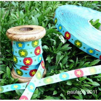 Bild von 1m Webband Design by paulapü, 12mm breit, STARdotzz, türkis