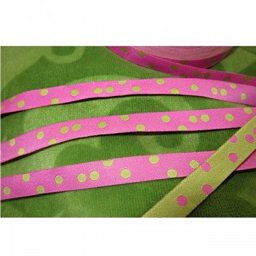 Bild von 1m Webband Design by farbenmix - 10mm breit - Punkteband rosa/lime