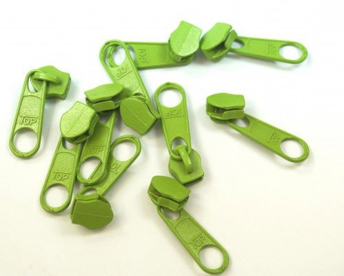 Bild von Zipper für 5mm Reißverschlüsse, Farbe: Apfelgrün - 10 Stück