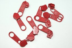 Bild von Zipper für 5mm Reißverschlüsse, Farbe: Rot - 10 Stück