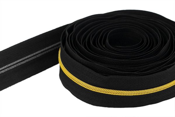 Bild von 5m Reißverschluss, 5mm Schiene, Farbe: Schwarz mit goldener Spirale