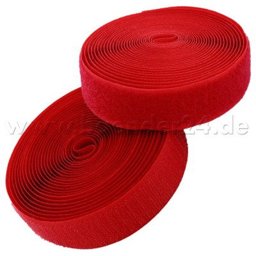 Bild von 4m Klettband (Flausch & Haken), 20mm breit, Farbe: rot - zum Aufnähen