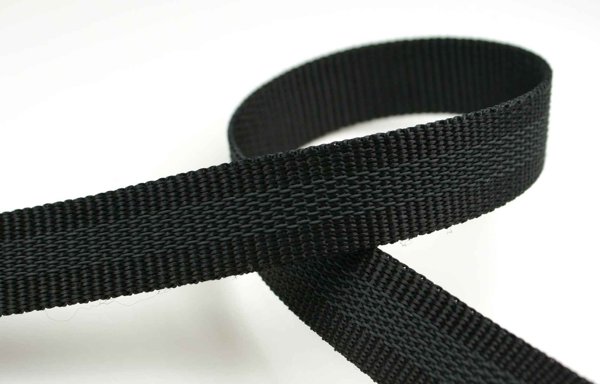 Bild von 10m mittig gummiertes PP-Gurtband - 25mm breit - schwarz