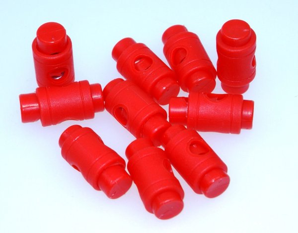 Bild von Kordelstopper - Zylinderform für 5mm Schnuere - rot - 10 Stueck