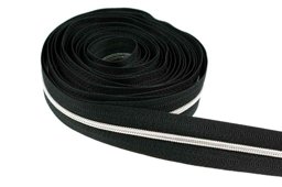 Bild von 5m Reißverschluss, 3mm Schiene, Farbe: schwarz mit silberner Spirale