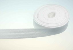Bild von Schrägband aus Baumwolle - 20mm breit - Farbe: Weiß - 20m Rolle