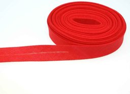 Bild von Schrägband aus Baumwolle - 20mm breit - Farbe: Rot - 10m Rolle