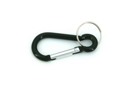 Bild von Schlüsselkarabinerhaken mit Ring - 60mm lang - Farbe: schwarz - 10 Stück