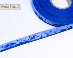 Bild von 1m SKYLINE Webband - 16mm breit - Sylt blau/hellblau