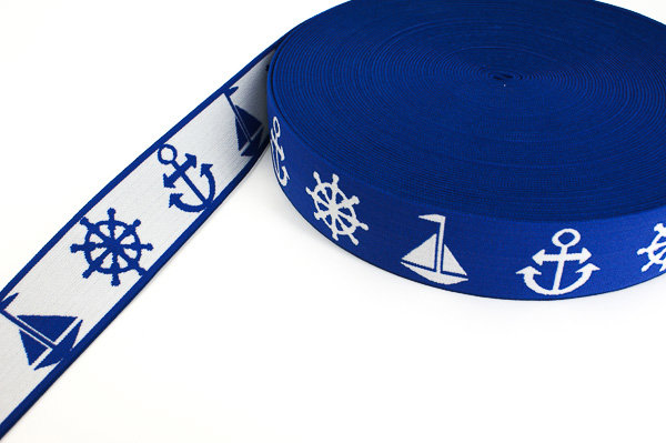 Bild von Gummiband Maritim - 40mm breit - Farbe: blau - 1m