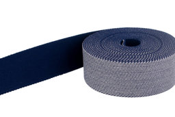 Bild von 5m Gürtelband / Taschenband - 40mm breit - weiß / dunkelblau schräg gestreift