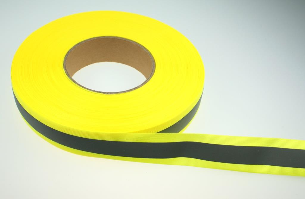 50m Reflektierendes Band / Reflektorband 40mm breit - gelb - zum Aufnähen.