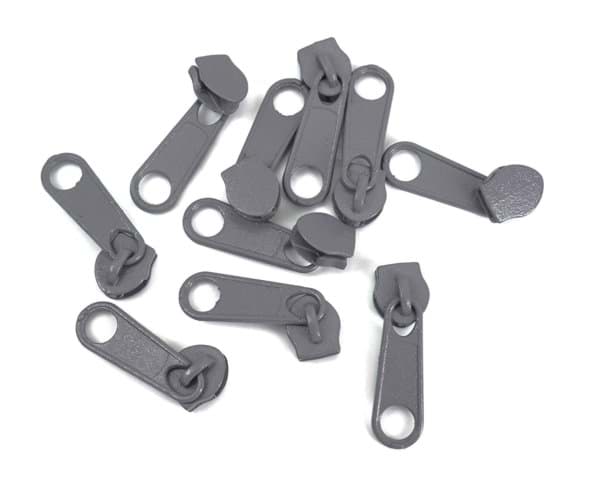 Bild von Zipper für 5mm Reißverschlüsse, Farbe: Grau - 10 Stück