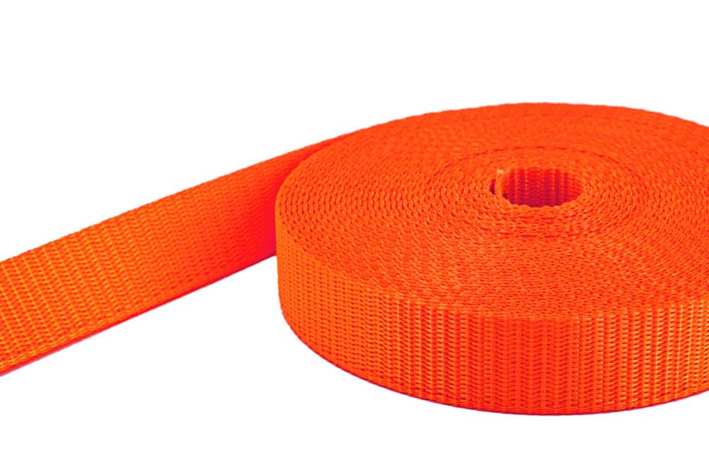 Bild von 10m PES Gurtband - 25mm breit - 1,4mm stark - leuchtorange (UV)