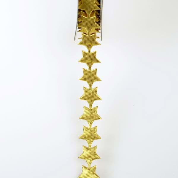Bild von Goldene Sterne am Band - 15mm Durchmesser - 10m Rolle
