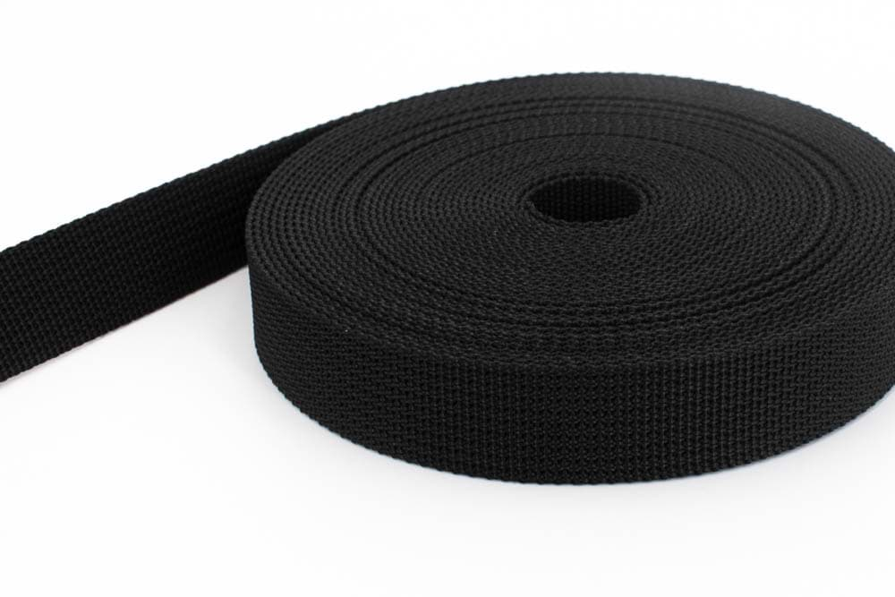 Bild von 50m PP Gurtband - 15mm breit - 1,8mm stark - schwarz (UV)