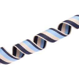 Bild von 5m Gurtband aus Polycotton - 38mm breit - 1,2mm dick - Beige/ Dunkelblau/ Hellblau