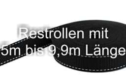 Bild von Restpostenbox 25mm breites PP - Gurtband 1,4mm stark, 25m - schwarz mit weißem Faden (UV)