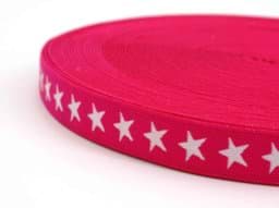 Bild von Gummiband mit Sternen - 20mm breit - Farbe: pink - 3m Rolle