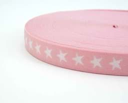 Bild von Gummiband mit Sternen - 20mm breit - Farbe: rosa - 3m Rolle