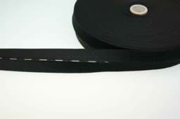 Bild von Knopflochgummiband / Lochgummi - schwarz - 20mm breit - 3m Länge